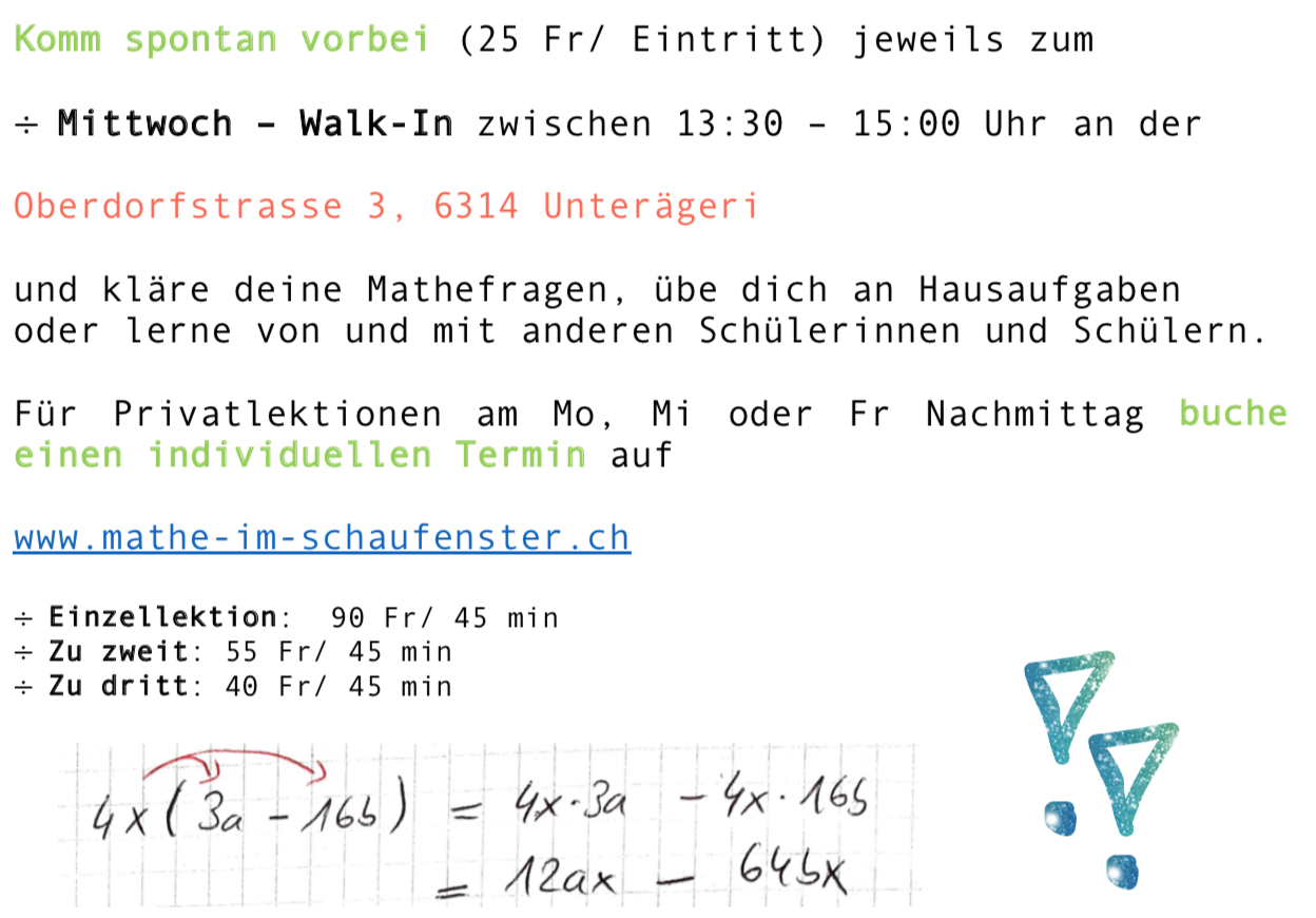 Mathe-im-Schaufenster Flyer Inhalt